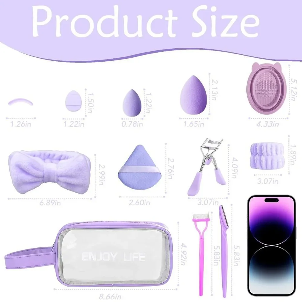 49Pcs Purple Professional Premium Synthetic Make up Brushes With Makeup Sponge